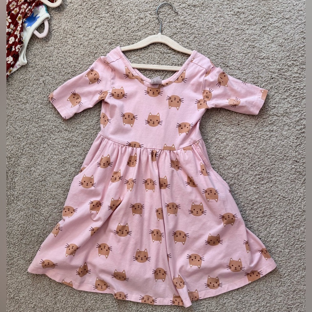 Hanna Andersson Pink Cat Print Casual Dress